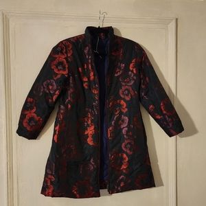 Jacquard Coat with Rose Design